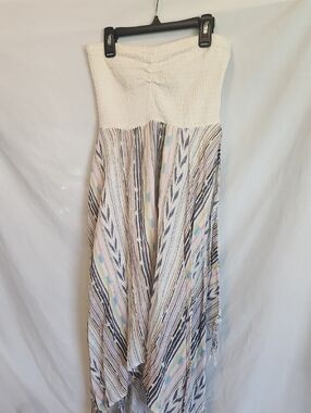 Billabong Cream Strapless Maxi Dress with Pastel Stripe Skirt